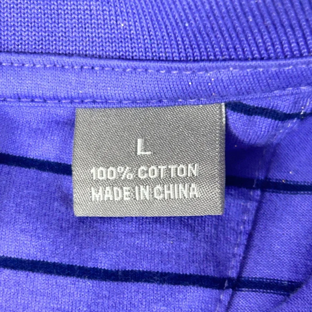 Daniel Cremieux Signature Collection Men's Purple Stripe Polo Size L 100% Cotton